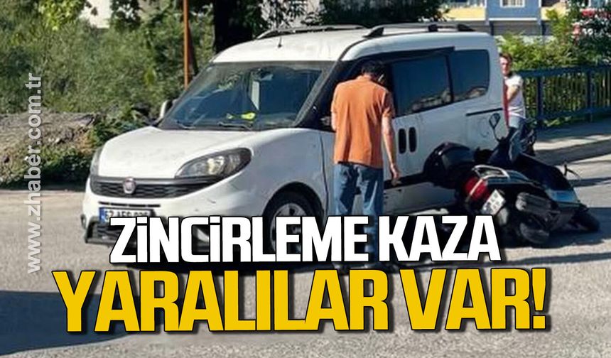 Alaplı’da zincirleme kaza; Motosikletteki 2 kişi yaralandı