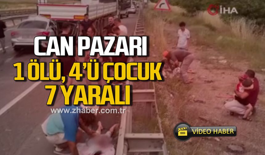 Seyir halindeki araç tıra arkadan çarptı: 1 ölü, 4'ü çocuk 7 yaralı