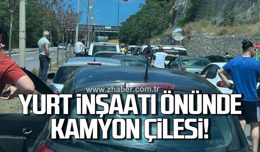 Zonguldak'ta harfiyat kamyonu trafiği felç etti