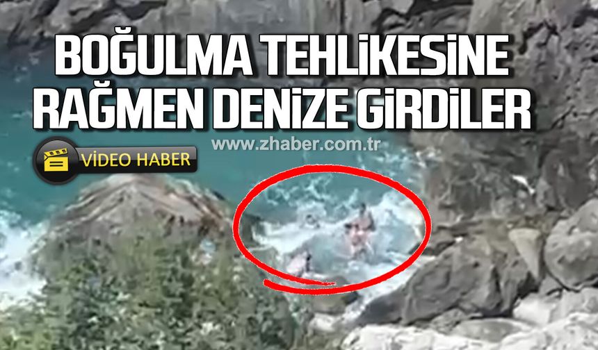 Zonguldak'ta boğulma tehlikesine rağmen denize girdiler