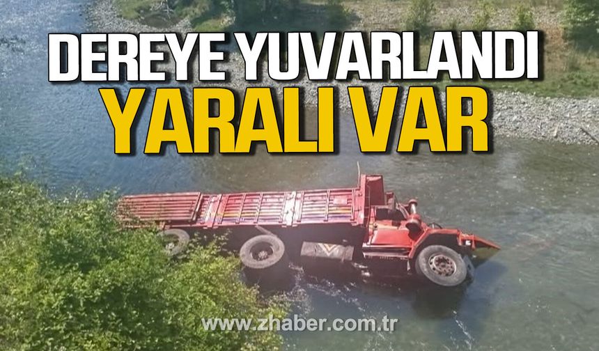 Devrek'te kamyon dereye yuvarlandı. Yaralı var.