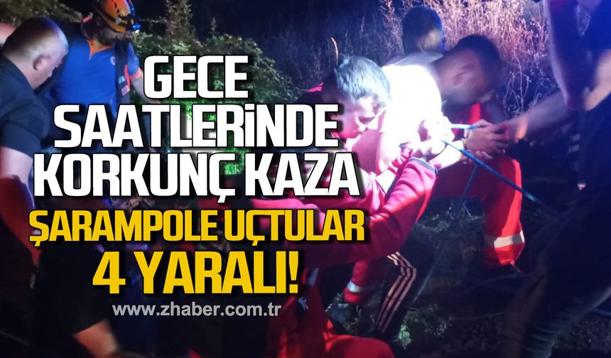 Türkali'de gece saatlerinde korkunç kaza: Şarampole uçtular, 4 yaralı