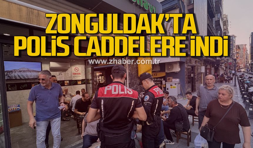 Zonguldak’ta Polis ekipleri caddede denetimde