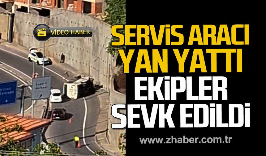 Zonguldak'ta servis aracı yan yattı. Ekipler seferber oldu.