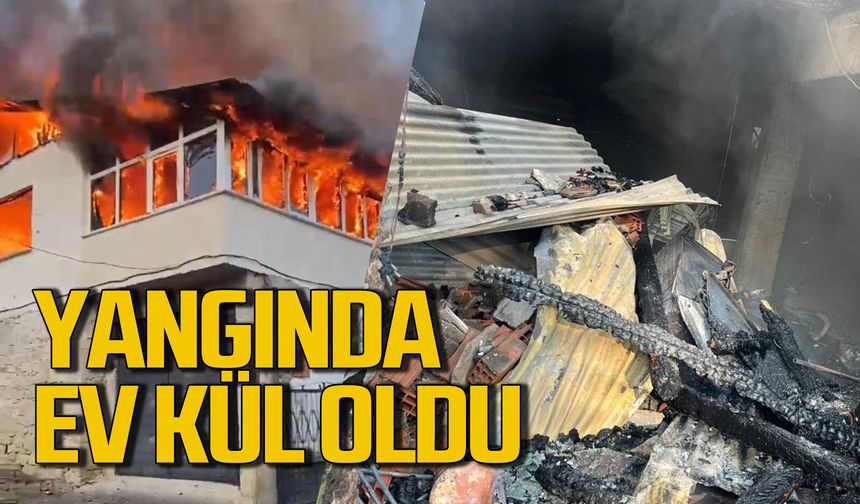 Alevlere teslim olan ev kül oldu