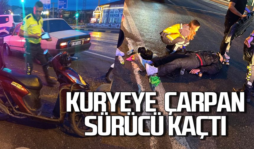 Otomobil kuryeye çarptı sürücü olay yerinden kaçtı