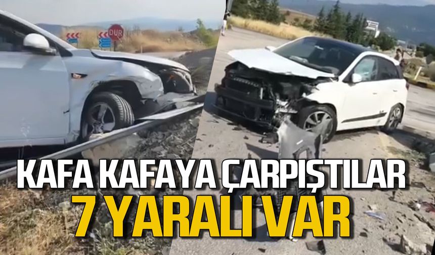 İki otomobil kafa kafaya çarpıştı 7 yaralı var