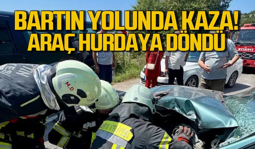 Bartın yolunda kaza.. Araç hurdaya döndü, yaralılar var