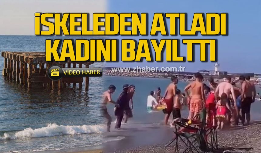 Filyos’ta iskeleden atladı, kadını bayılttı