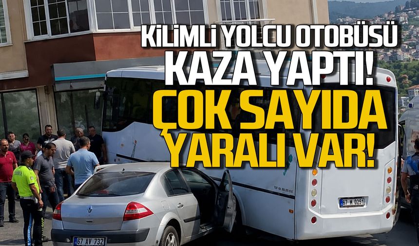 Kilimli yolcu otobüsü kaza yaptı... Çok sayıda yaralı var