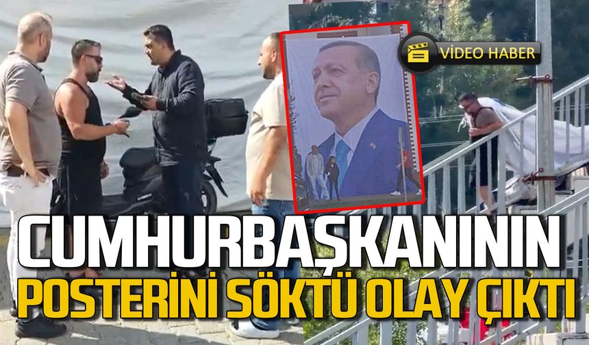 Cumhurbaşkanı Erdoğan’ın fotoğrafını söküp indirdi