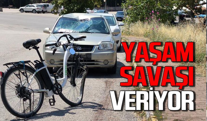 Otomobille çarpışan bisikletli ağır yaralandı