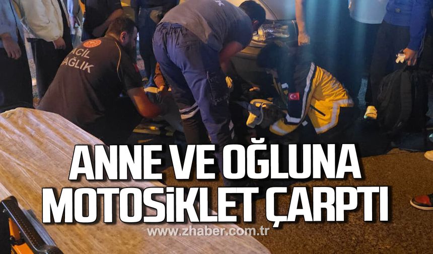 Anne ve oğluna motosiklet çarptı: 1 yaralı