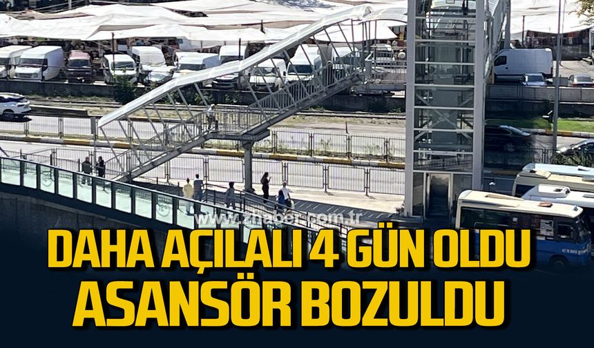 Zonguldak’ta yeni asansör 4 günde pes etti