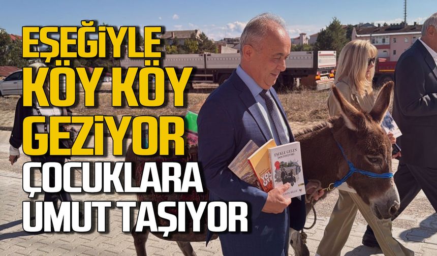 Eşeğiyle kitap taşıyor, köy çocuklarının hayallerine ışık oluyor