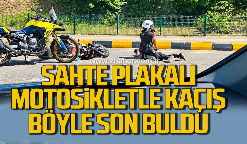 Bartın'da sahte plakalı motosikletle kaçış böyle son buldu