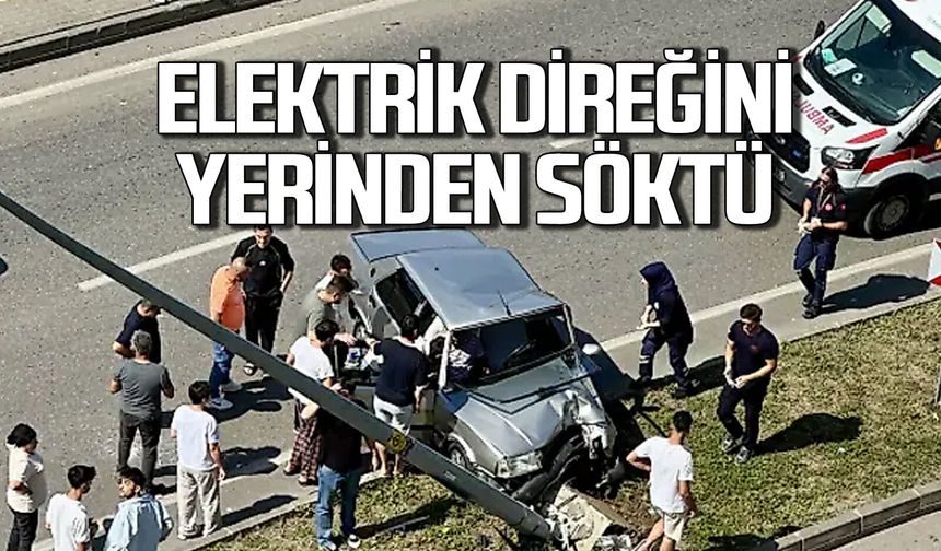 Çevreyolu’nda kaza: Aydınlatma direği yerinden söküldü