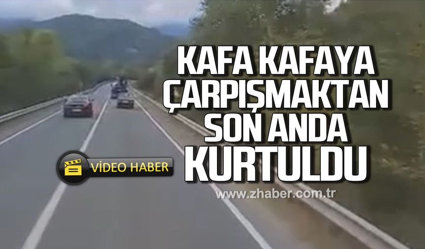 Hatalı sollama: Kafa kafaya çarpışmaktan son anda kurtuldu