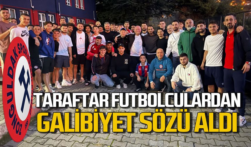 Zonguldakspor taraftarı futbolculardan galibiyet sözü aldı