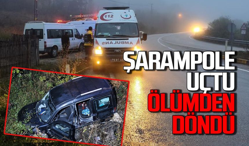 Yağış nedeniyle şarampole uçtu: Ölümden döndüler