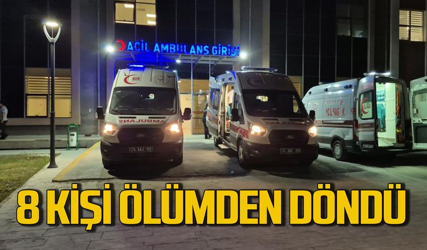 Trafik kazasında 8 kişi ölümden döndü