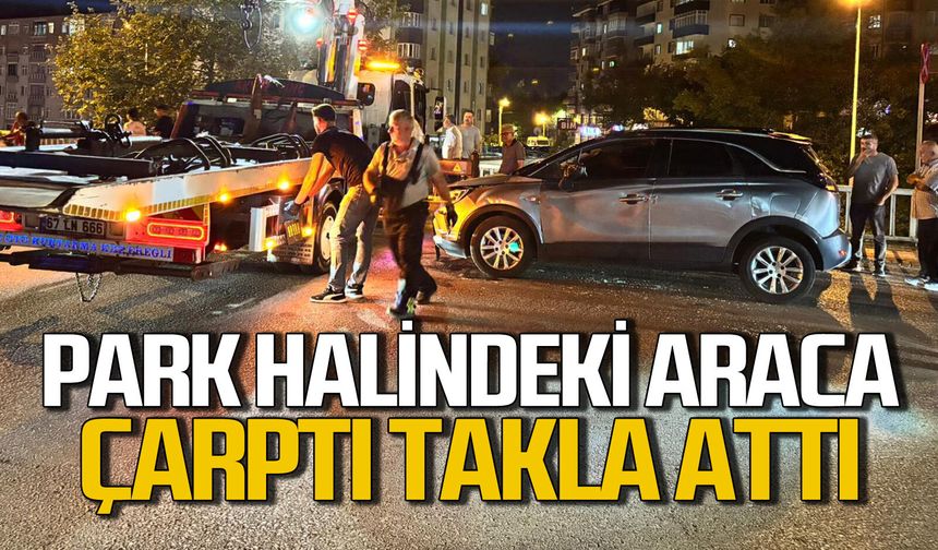 Park halindeki araca çarparak takla attı