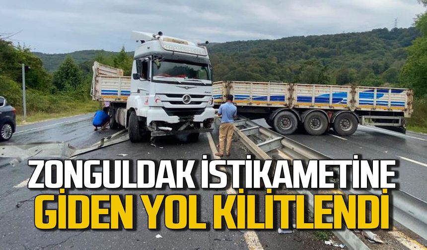 Zonguldak istikametine gelen yol kapandı sürücüler uzun süre bekledi