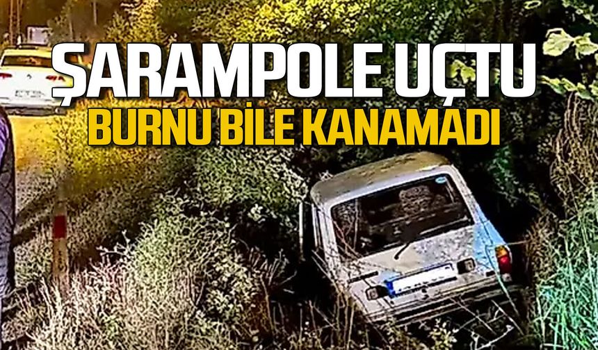 Şarampole uçtu, burnu bile kanamadı!