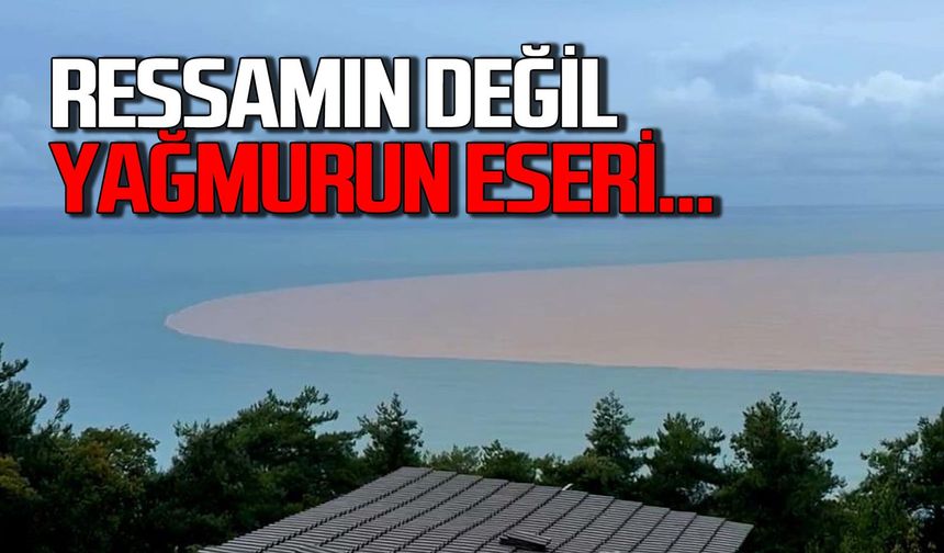 Sağanak yağışlar denizin rengini kahverengiye dönüştürdü
