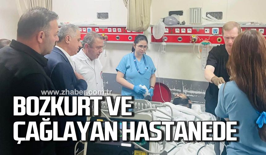 Saffet Bozkurt ve Mustafa Çağlayan'dan yaralı madenciye ziyaret