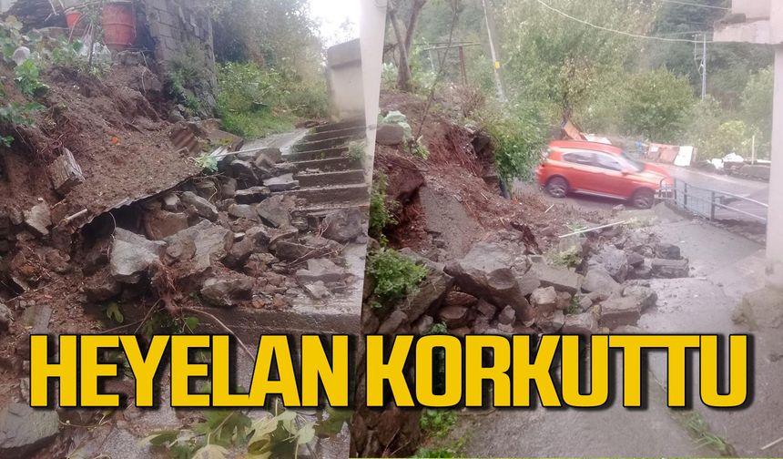 Sağanak yağış heyelana neden oldu vatandaş evlerine giremiyor