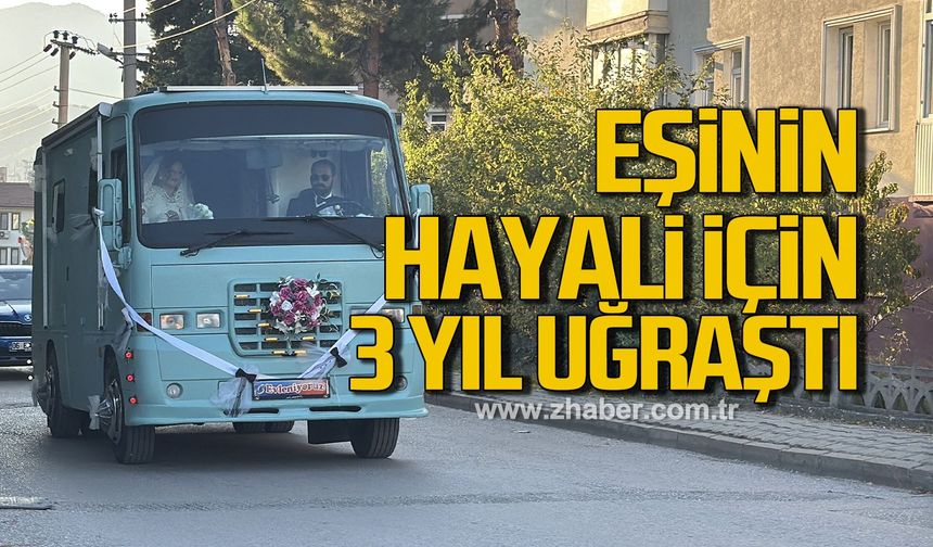 Eşinin hayali için 3 yıl uğraştı, düğününde gelin arabası yaptı