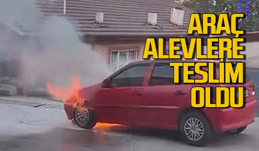 Alevlere teslim olan araç korku dolu anlar yaşattı