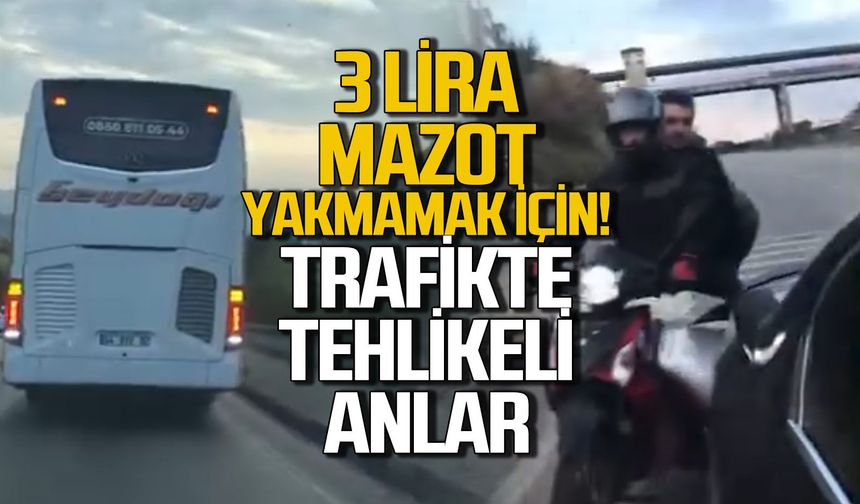 Yolcu otobüsünden tehlikeli geri manevra!