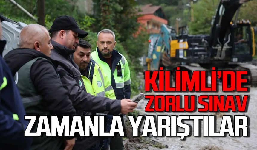 Kilimli'de zorlu sınav: Zamanla yarıştılar