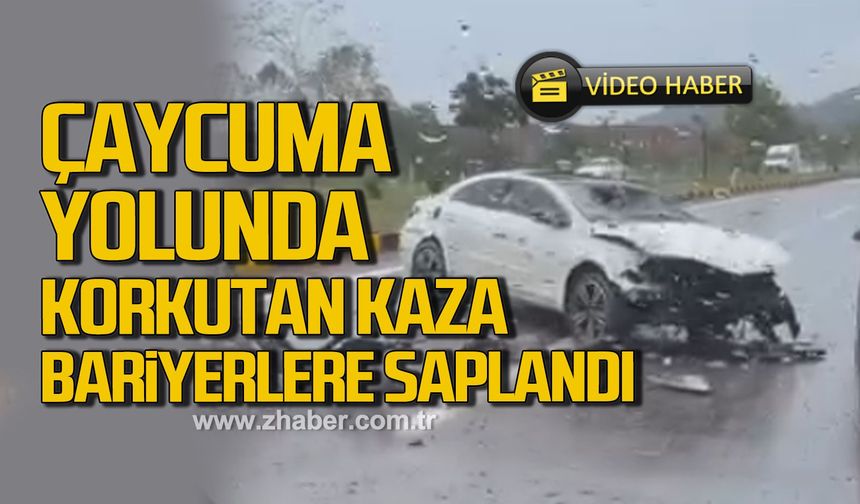 Çaycuma yolunda korkutan anlar! Bariyerlere saplandı
