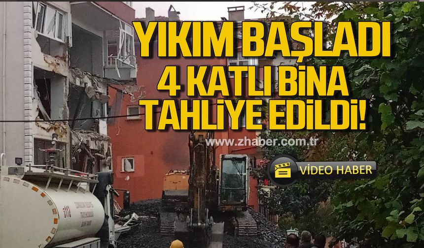 Zonguldak'ta 4 katlı bina tahliye edildi! Yıkım başladı