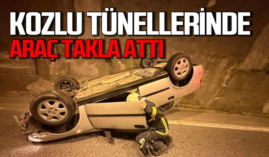 Kozlu tünellerinde araç takla attı: Sürücü ölümden döndü