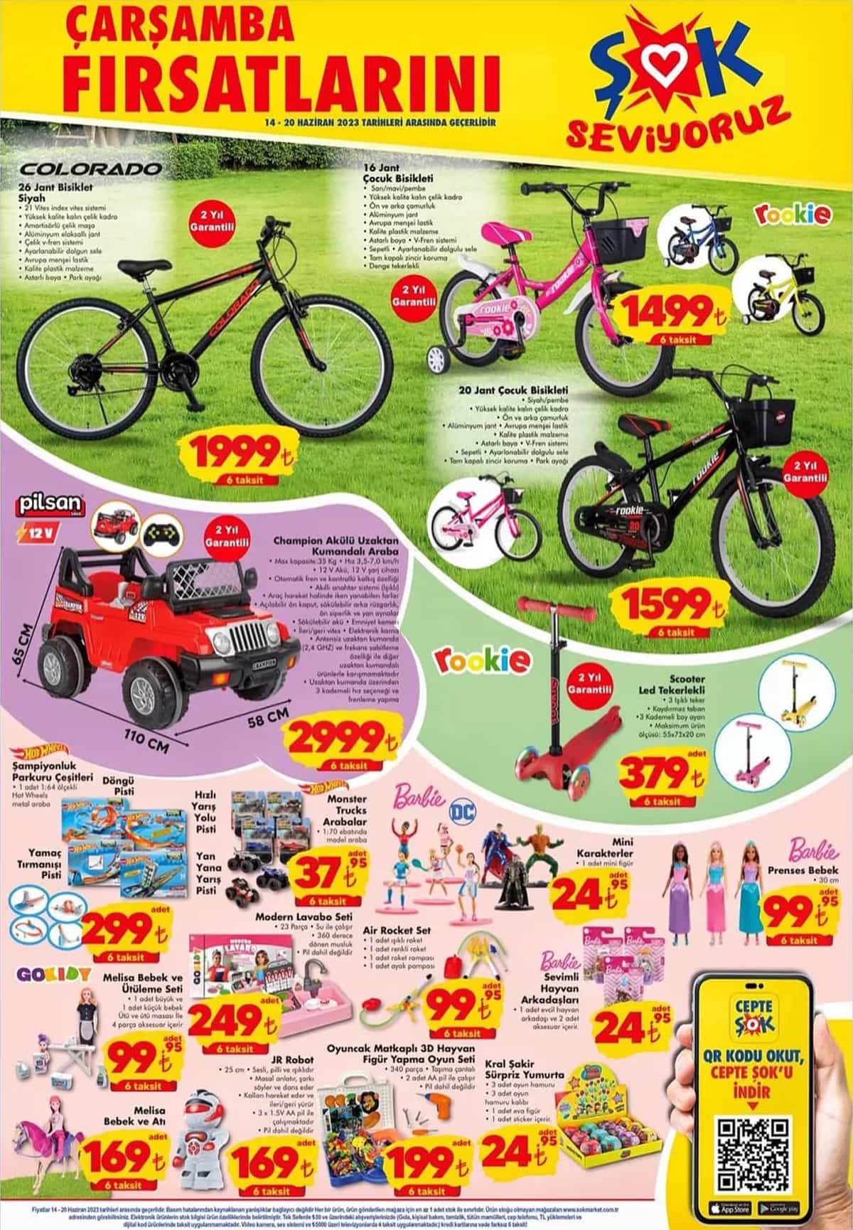 şok 14 - 20 haziran aktüel ürünler Bisiklet ve çocuk oyuncak ürünleri kataloğu