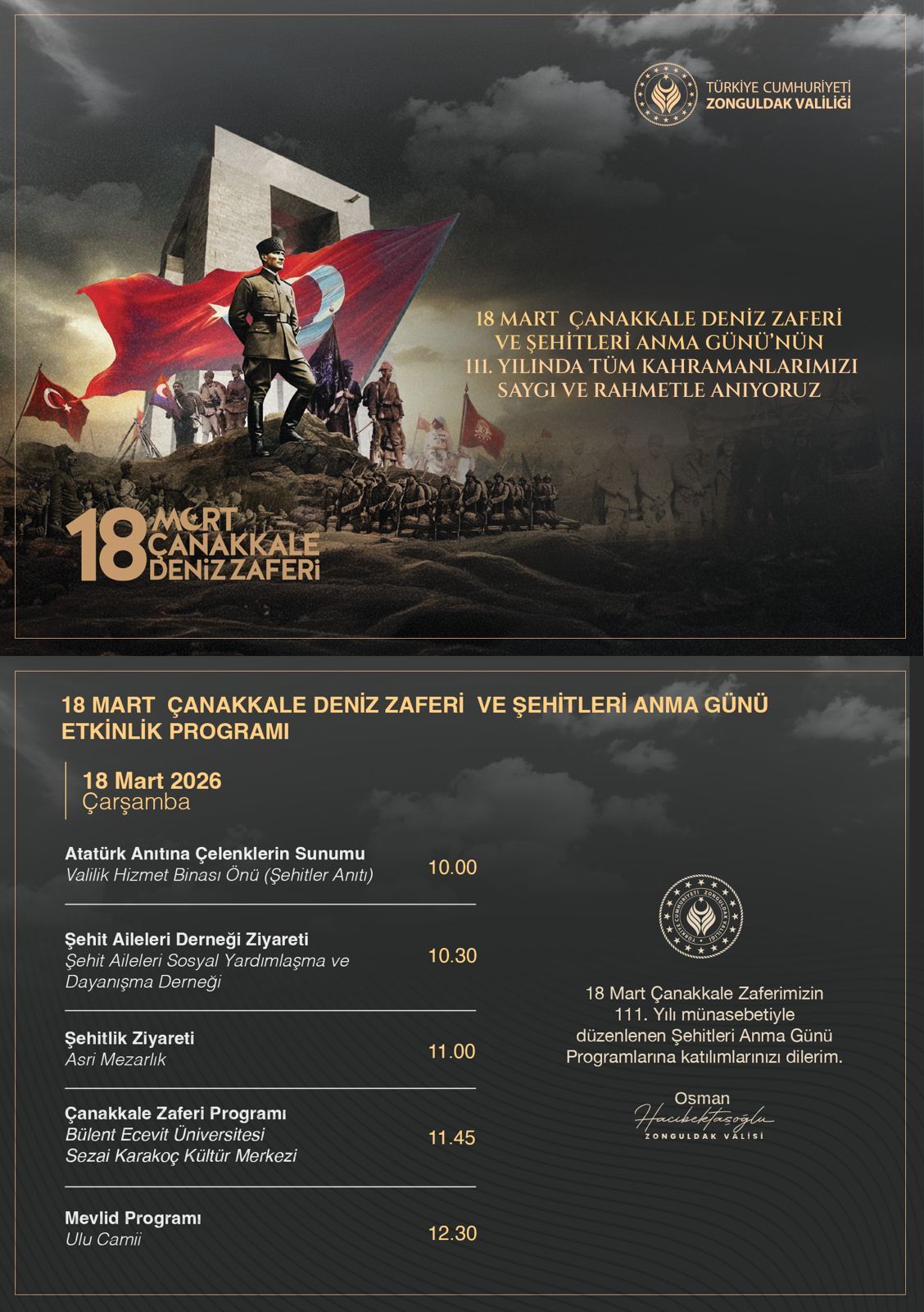 18 Mart Çanakkale Deniz Zaferi Ve Şehitleri Anma Günü Etkinlik Programı