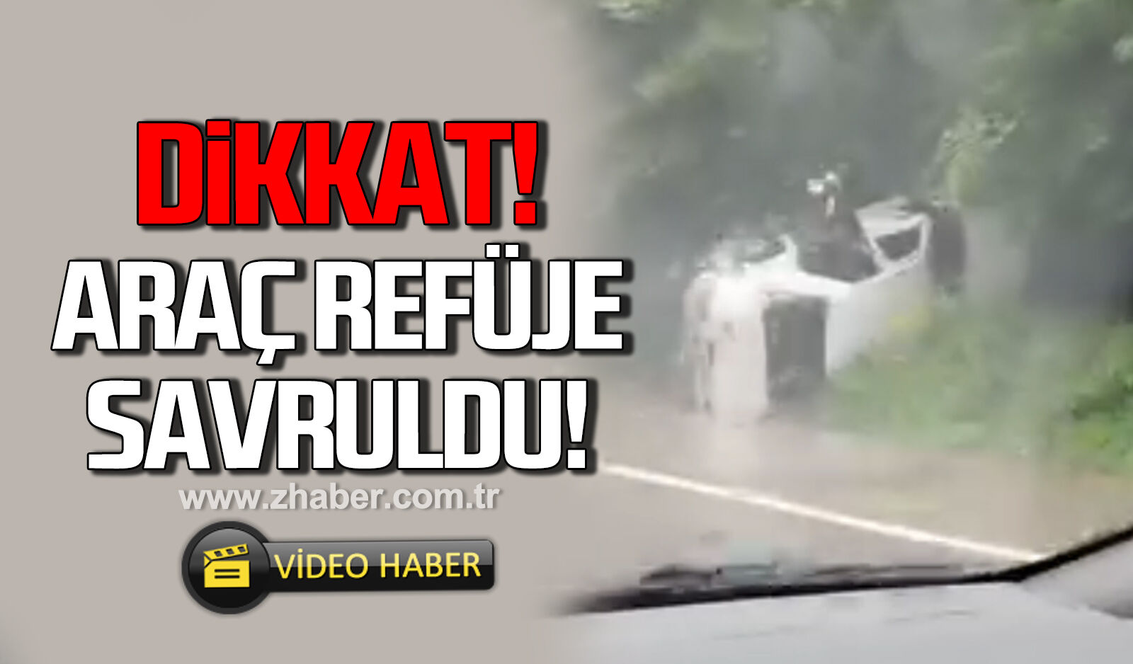 Zonguldak’ta yağış kazayı beraberinde getirdi! Araç refüje savruldu