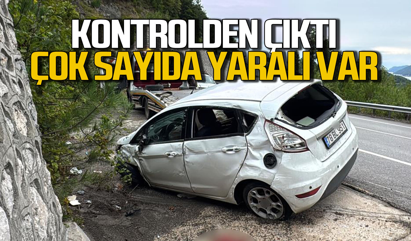 Kontrolden çıkan otomobil istinat duvarına çarptı: 3 yaralı