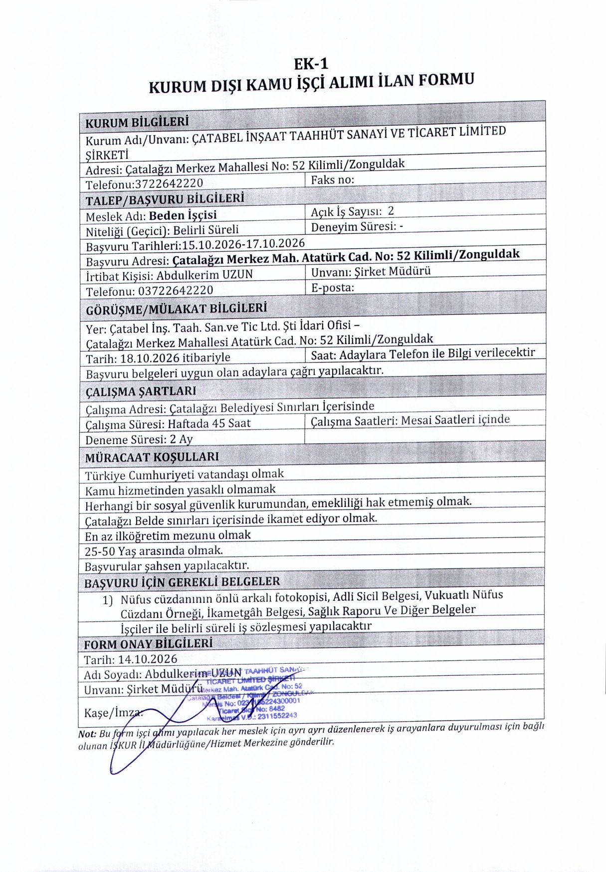 Çatabel Kurumdışı Işçi Alımı Ekim 2026 Page 0001