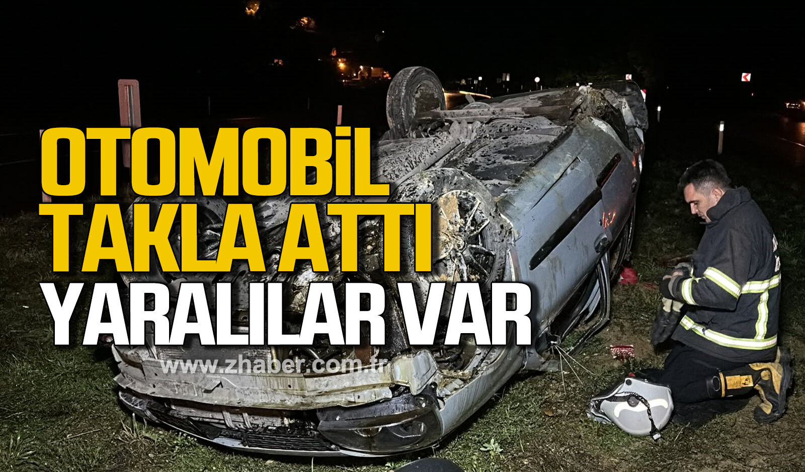 Zonguldak’ta seyir halindeki otomobil takla attı: 2 yaralı